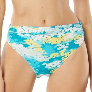 CARMEN MARC VALVO womens Classic Shirred Waist Bikini Bottom Madeira Garden sz L